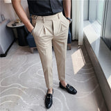 Aidase High Quality Men's Suit Pants British Business Dress Pants Casual Office Wedding Trousers Black Gray Streetwear Costume Homme aidase-shop