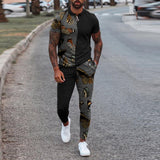 Fashion Solid Mens Clothes 2021 Summer 2 Piece Set Men Turn-down Collar Zipper Tops And Drawstring Pants Outfit Casual Suits 3XL aidase-shop