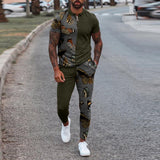 Fashion Solid Mens Clothes 2021 Summer 2 Piece Set Men Turn-down Collar Zipper Tops And Drawstring Pants Outfit Casual Suits 3XL aidase-shop