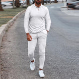 Fashion Solid Mens Clothes 2021 Summer 2 Piece Set Men Turn-down Collar Zipper Tops And Drawstring Pants Outfit Casual Suits 3XL aidase-shop