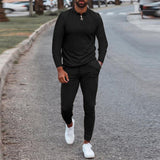 Fashion Solid Mens Clothes 2021 Summer 2 Piece Set Men Turn-down Collar Zipper Tops And Drawstring Pants Outfit Casual Suits 3XL aidase-shop