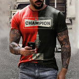 2022 New Men's Casual Round Neck Short Sleeve Harajuku High Street Printed Long Hedging Men's T-shirt Top aidase-shop