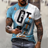 2022 New Men's Casual Round Neck Short Sleeve Harajuku High Street Printed Long Hedging Men's T-shirt Top aidase-shop