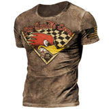 2022 New Men's Casual Round Neck Short Sleeve Harajuku High Street Printed Long Hedging Men's T-shirt Top aidase-shop