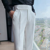 Aidase British Style Autumn New Solid Business Casual Suit Pants Men Clothing Simple All Match Formal Wear Office Trousers Straight 36 aidase-shop
