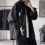 Aidase Oversized Shirt For Men Streetwear Long Sleeve Harajuku Chain Fashion Men's Shirts Korean Clothes Branded Men's Clothing aidase-shop