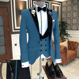 2021 Formal Business Men Suit 3 Pieces Male Jacket Custom Fashion Groom Wedding Suit Tuxedo Red Velvet Lapel Blazer Vest Pants aidase-shop