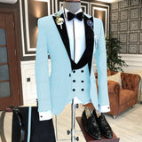 2021 Formal Business Men Suit 3 Pieces Male Jacket Custom Fashion Groom Wedding Suit Tuxedo Red Velvet Lapel Blazer Vest Pants aidase-shop