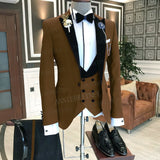 2021 Formal Business Men Suit 3 Pieces Male Jacket Custom Fashion Groom Wedding Suit Tuxedo Red Velvet Lapel Blazer Vest Pants aidase-shop