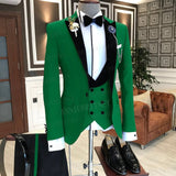 2021 Formal Business Men Suit 3 Pieces Male Jacket Custom Fashion Groom Wedding Suit Tuxedo Red Velvet Lapel Blazer Vest Pants aidase-shop