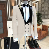 2021 Formal Business Men Suit 3 Pieces Male Jacket Custom Fashion Groom Wedding Suit Tuxedo Red Velvet Lapel Blazer Vest Pants aidase-shop