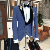2021 Formal Business Men Suit 3 Pieces Male Jacket Custom Fashion Groom Wedding Suit Tuxedo Red Velvet Lapel Blazer Vest Pants aidase-shop