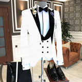 2021 Formal Business Men Suit 3 Pieces Male Jacket Custom Fashion Groom Wedding Suit Tuxedo Red Velvet Lapel Blazer Vest Pants aidase-shop