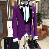 2021 Formal Business Men Suit 3 Pieces Male Jacket Custom Fashion Groom Wedding Suit Tuxedo Red Velvet Lapel Blazer Vest Pants aidase-shop
