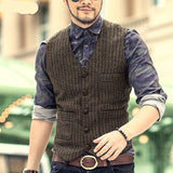 Aidase Men's V-Neck Suit Vests Fashion Formal Slim Fit Business Dress Vest Waistcoat Steampunk aidase-shop