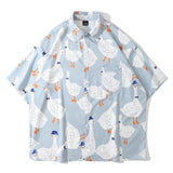 Aidase Casual Street Printed Short Long Sleeve Duck Print Shirt Women Men 2022 Hawaii Beach Oversize Fashion Harujuku Shirts Couple New aidase-shop