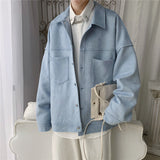 Aidase  Men's Solid Oversized Suede Jackets Korean Style Men Casual Loose Coats 2021 Autumn New Men's Fashion Outerwear aidase-shop
