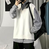 Men Sweater Vest Autumn Solid Color Knitted Male Korean Style Trend Loose V-neck Sleeveless Waistcoat Vest Sweater College Style aidase-shop