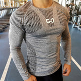 Long Sleeve T-shirt Men Running Sport Cotton Shirt Gym Fitness Training Shirt Male Bodybuilding Tee Tops aidase-shop