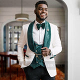 Aidase Fashion Lattice Men's Suit Slim Fit Prom Wedding Suits for Men Groom Tuxedo Jacket Pants Set Custom White Casual Men Blazer aidase-shop