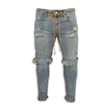 Skinny ripped jeans men Pants Pencil Biker Side Striped Jeans Destroyed Hole Hip Hop Slim Fit Man Stretchy Jean Print aidase-shop