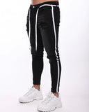 Skinny ripped jeans men Pants Pencil Biker Side Striped Jeans Destroyed Hole Hip Hop Slim Fit Man Stretchy Jean Print aidase-shop