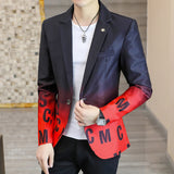 Aidase 2021 Brand clothing Men Fashion Suit Party Coat Casual Slim Fit Jackets Buttons Suit letter Floral Print Painting Blazers Male aidase-shop