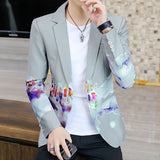 Aidase 2021 Brand clothing Men Fashion Suit Party Coat Casual Slim Fit Jackets Buttons Suit letter Floral Print Painting Blazers Male aidase-shop