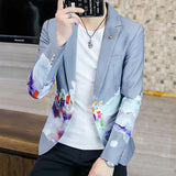 Aidase 2021 Brand clothing Men Fashion Suit Party Coat Casual Slim Fit Jackets Buttons Suit letter Floral Print Painting Blazers Male aidase-shop