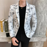 Aidase 2021 Brand clothing Men Fashion Suit Party Coat Casual Slim Fit Jackets Buttons Suit letter Floral Print Painting Blazers Male aidase-shop