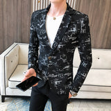 Aidase 2021 Brand clothing Men Fashion Suit Party Coat Casual Slim Fit Jackets Buttons Suit letter Floral Print Painting Blazers Male aidase-shop