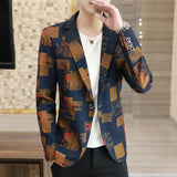 Aidase 2021 Brand clothing Men Fashion Suit Party Coat Casual Slim Fit Jackets Buttons Suit letter Floral Print Painting Blazers Male aidase-shop