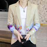 Aidase 2021 Brand clothing Men Fashion Suit Party Coat Casual Slim Fit Jackets Buttons Suit letter Floral Print Painting Blazers Male aidase-shop