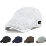 New Summer Mens Hats Breathable Mesh Newsboy Caps Outdoor Gorro Hombre Boina Golf Hat Fashion Solid Flat Cap For Women
