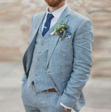 Aidase 2021 Men Suit Linen Beige For Beach Wedding Casual Man Blazer Custom Groom Tuxedo Jacket Pants Set Mens Suits 3 Pieces aidase-shop