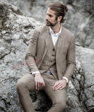 Men Suit Linen Beige For Beach Wedding Casual Man Blazer Custom Groom Tuxedo Jacket Pants Set Mens Suits 3 Pieces aidase-shop