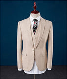 Men Suit Linen Beige For Beach Wedding Casual Man Blazer Custom Groom Tuxedo Jacket Pants Set Mens Suits 3 Pieces aidase-shop