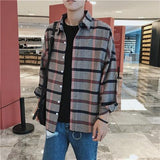 Aidase Plaid Shirt Men's Long Sleeve New Hong Kong Style Autumn Couple Student Korean Loose Shirt Coat Camisa Streetwear Imported aidase-shop