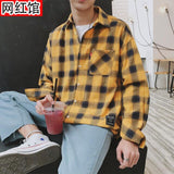Aidase Plaid Shirt Men's Long Sleeve New Hong Kong Style Autumn Couple Student Korean Loose Shirt Coat Camisa Streetwear Imported aidase-shop