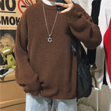 Aidase Multicolor Casual Sweater Men Korean Fashion Loose Harajuku Streetwear Solid Color Pullover Men Retro Long Sleeve Sweater Men aidase-shop