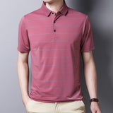 Ymwmhu 2021 New Arrival Polo Shirt Striped Short Sleeve Summer Cool Shirt Streetwear Fashion Male Polo Shirt Men Tops Clothes aidase-shop