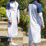 Men Arabic Jubba Thobe Muslim Fashion Islamic Clothing Abaya Dubai Kaftan Male Long Sleeve Stitching Saudi Pakistan Sweater Robe