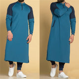 Men Arabic Jubba Thobe Muslim Fashion Islamic Clothing Abaya Dubai Kaftan Male Long Sleeve Stitching Saudi Pakistan Sweater Robe aidase-shop