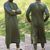 Men Arabic Jubba Thobe Muslim Fashion Islamic Clothing Abaya Dubai Kaftan Male Long Sleeve Stitching Saudi Pakistan Sweater Robe aidase-shop