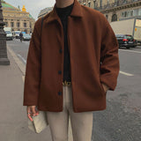 Aidase Autumn Korean Woolen Coat Men's Warm Fashion Solid Color Casual Woolen Jacket Men Streetwear Loose Short Woolen Coat Mens aidase-shop