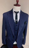 Aidase Mens Suits with Pants Stripe Men's Blazer Slim Fit Wedding Male Groom Tuxedos suit Prom (Jacket+Pants+Vest) costume homme aidase-shop
