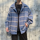 Aidase Men Korean Style Overcoat Wool Plaid Men's Streetwear Windbreaker Harajuku Fashions Oversize Jackets Coats aidase-shop