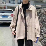 Aidase Men Korean Style Overcoat Wool Plaid Men's Streetwear Windbreaker Harajuku Fashions Oversize Jackets Coats aidase-shop
