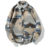 Aidase Woolen Flannel Shirts Men Geometric Pattern Long Sleeve Autumn Winter Vintage Folk-custom Tie Dye Warm Dress Jacket Shirts Tops aidase-shop