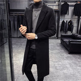 Aidase wool long coat men Korean Style Fashion Woolen Winter CoatsTurn Down Collar Long Wool Coat and Jacket Single Breasted  Overcoat